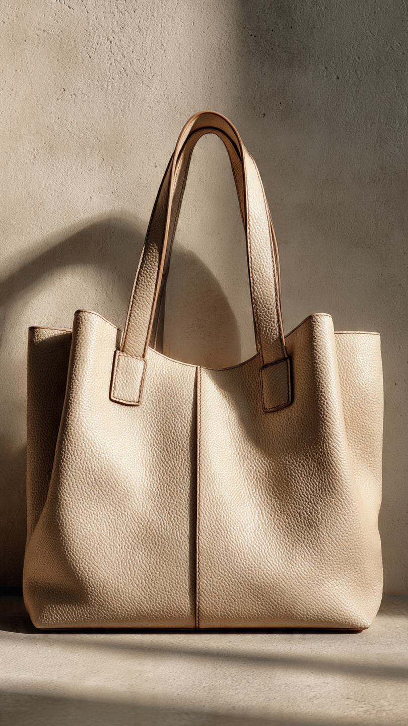 Aluica Beige Textured Tote Bag