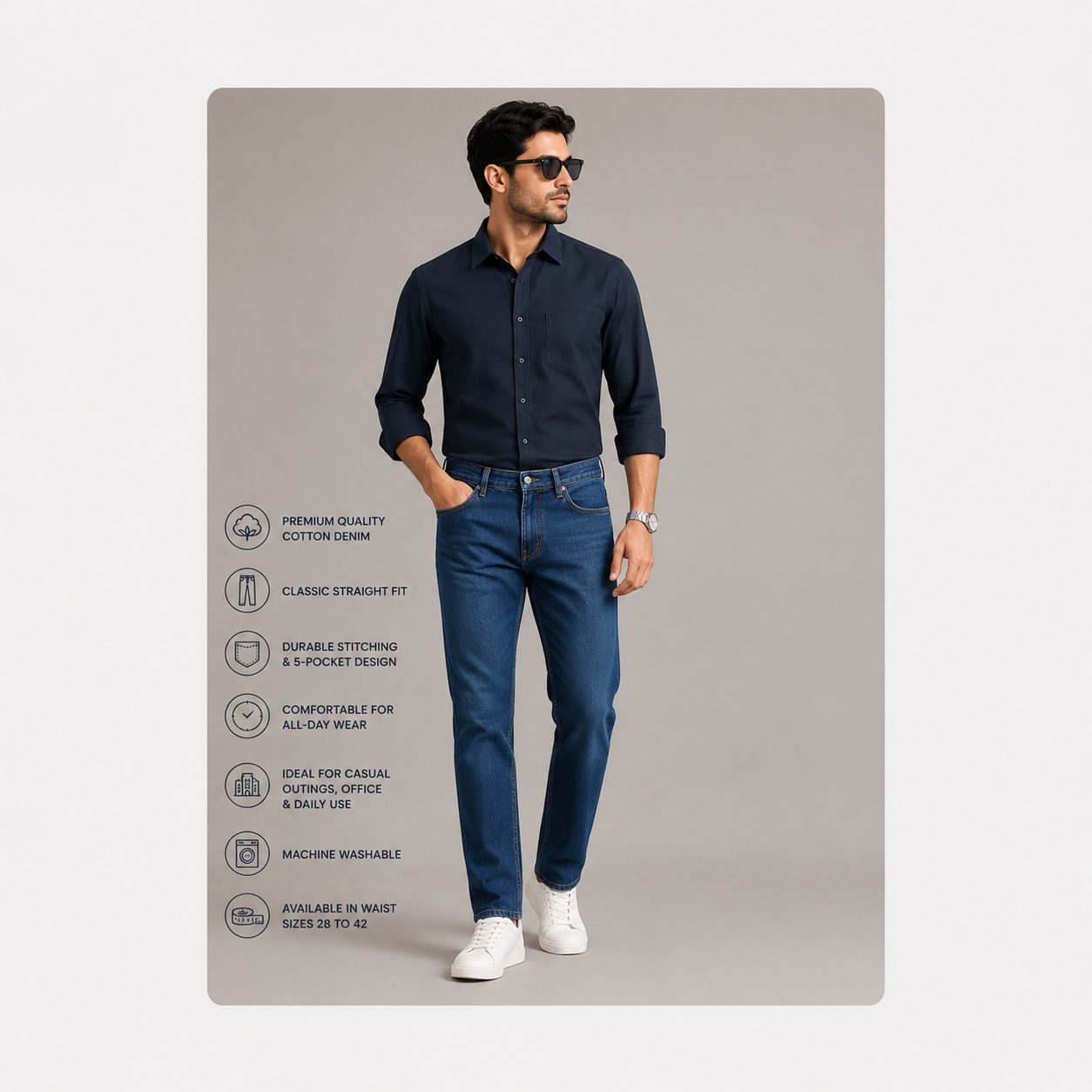 Men's Classic Straight Fit Denim Jeans