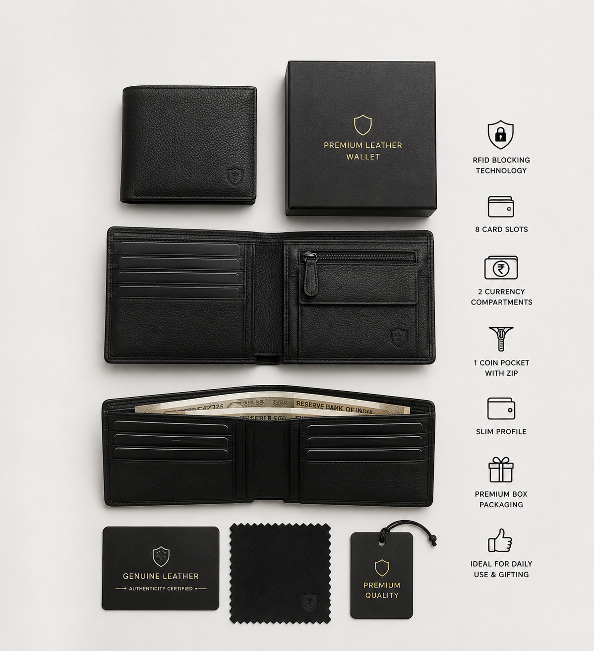 Aluica Classic Leather Wallet for Men